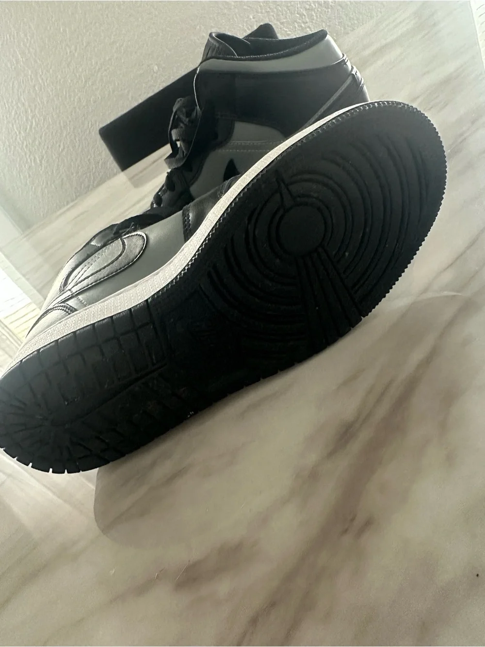 Jordan Black and Light Gray Mid-Top Sneakers